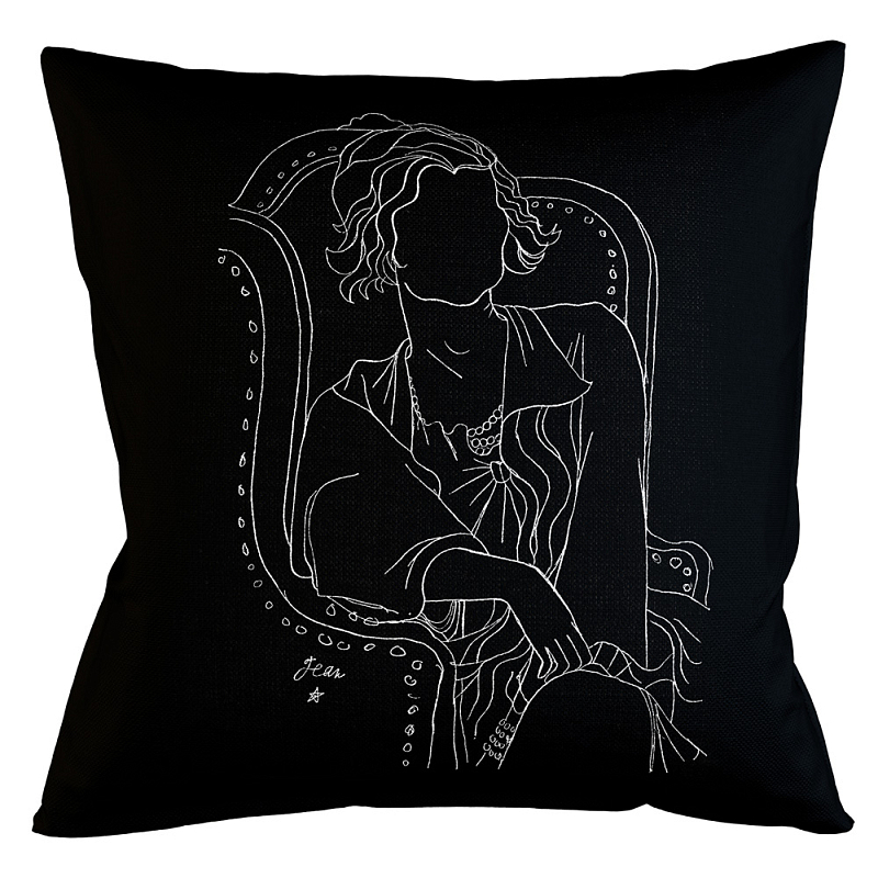 Декоративная подушка White Silhouette Coco Pillow Бежевый Черный Декоративная подушка White Silhouette Coco Pillow Бежевый Черный в Саратове | Loft Concept