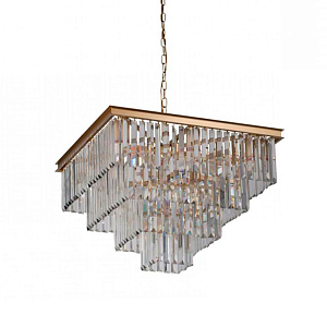 Квадратная Люстра RH 1920s Odeon GOLD iron Four layers Прозрачное Стекло 60х60
