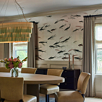 Обои ручная роспись Fishes Blue Pearl on Tarnished Silver gilded silk with pearlescent antiquing варинант исполнения - 3 | Loft Concept в Саратове