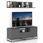 ТВ-тумба цвета графит с  2-мя дверцами и ящиком Strict Lines варинант исполнения - 6 | Loft Concept в Саратове