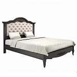 Кровать черная из массива бука с основанием и мягким изголовьем Black Provence варинант исполнения - 1 | Loft Concept в Саратове