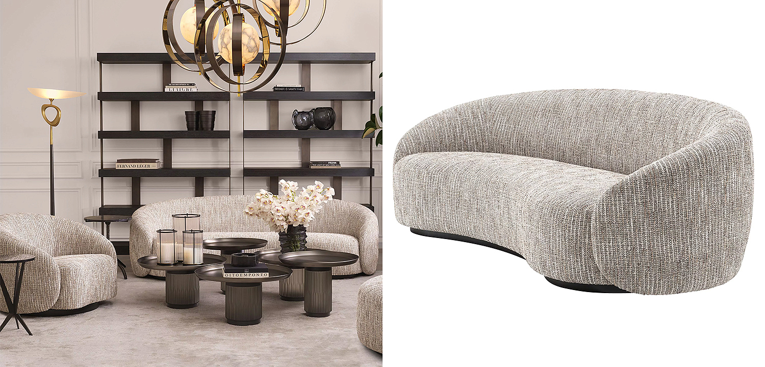 Диван Eichholtz Sofa Amore Бежево-серый Черный Диван Eichholtz Sofa Amore Бежево-серый Черный - Loft-Concept в Саратове
