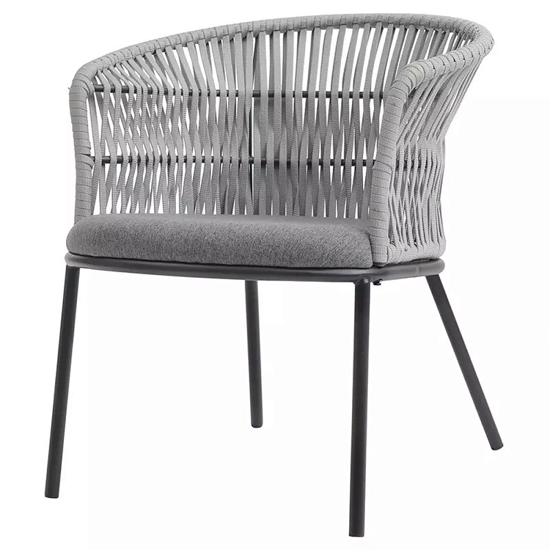 Кресло с декоративным плетением на спинке и подлокотниках Armchair Weaving Серый Светло-серый Темно-серый Кресло с декоративным плетением на спинке и подлокотниках Armchair Weaving Серый Светло-серый Темно-серый в Саратове | Loft Concept