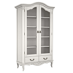 Шкаф книжный белый из массива бука с 5-ю полками и 2-мя ящиками в стиле прованс White Provence варинант исполнения - 1 | Loft Concept в Саратове