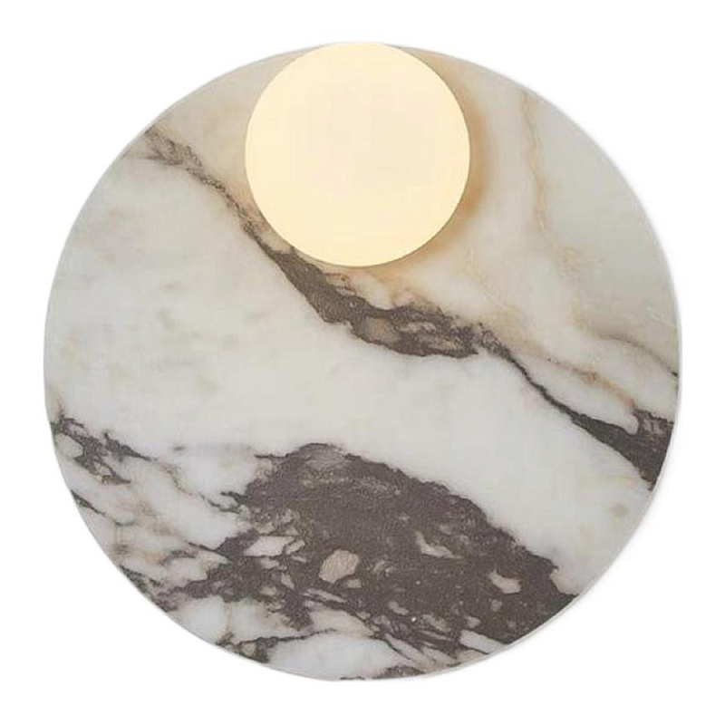 Бра круглое с каменным основанием и плафоном из стекла Shaw Marble Lighting Бежевый Бра круглое с каменным основанием и плафоном из стекла Shaw Marble Lighting Бежевый в Саратове | Loft Concept