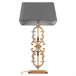 Настольная лампа на ажурном чугунном основании с тканевым серым абажуром Openwork Lamp варинант исполнения - 3 | Loft Concept в Саратове