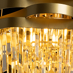 Люстра цвета матового золота с металлическими лентами и длинными прозрачными подвесками Gilded Waves варинант исполнения - 5 | Loft Concept в Саратове