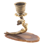 Подсвечник бронзовый из натурального камня агат Stone Candlestick варинант исполнения - 2 | Loft Concept в Саратове