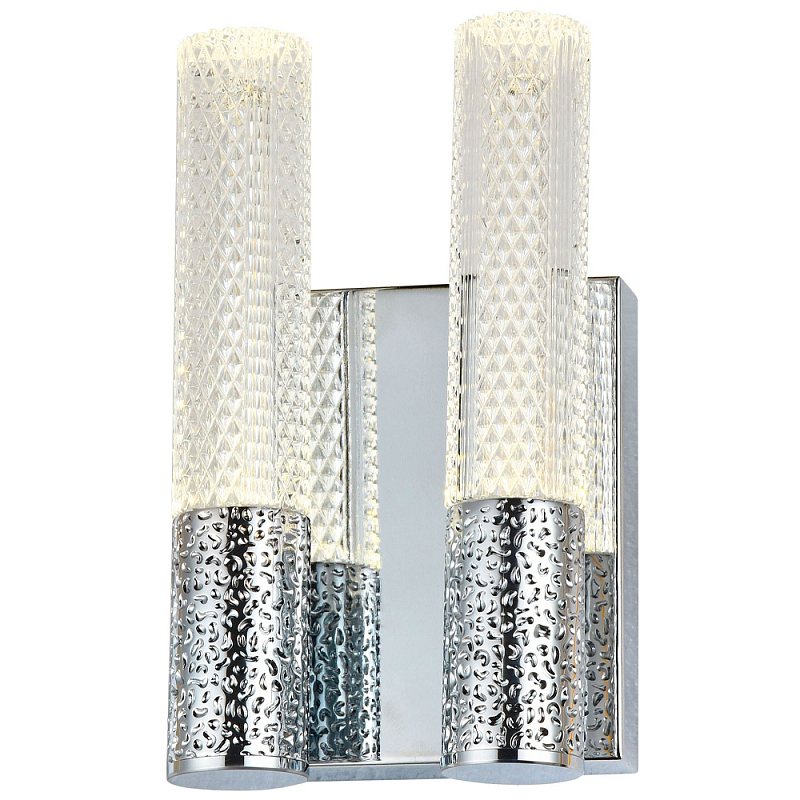 Бра с двумя плафонами Dew Drops Tube Duo Chrome Wall Lamp Прозрачный Хром Бра с двумя плафонами Dew Drops Tube Duo Chrome Wall Lamp Прозрачный Хром в Саратове | Loft Concept