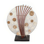 Настольная лампа из перламутра и дерева на подставке Indonesian Round Shell варинант исполнения - 3 | Loft Concept в Саратове