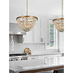 Люстра с подвесками в виде круглых деревянных белых бусин White Wooden Beads Chandelier варинант исполнения - 1 | Loft Concept в Саратове