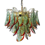 Люстра стеклянная с зелеными лепестками Green Leaf Fall варинант исполнения - 1 | Loft Concept в Саратове