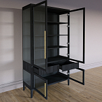 Витрина Primo со стеклянными фасадами и 2 ящиками Черный дуб варинант исполнения - 9 | Loft Concept в Саратове