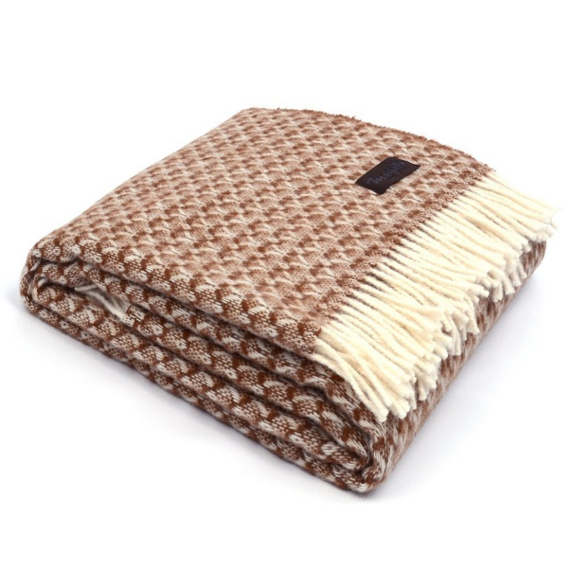 Плед BRIAS TRIANGLE 1200 Marzotto Бежево-серый Коричневый в Саратове | Loft Concept 