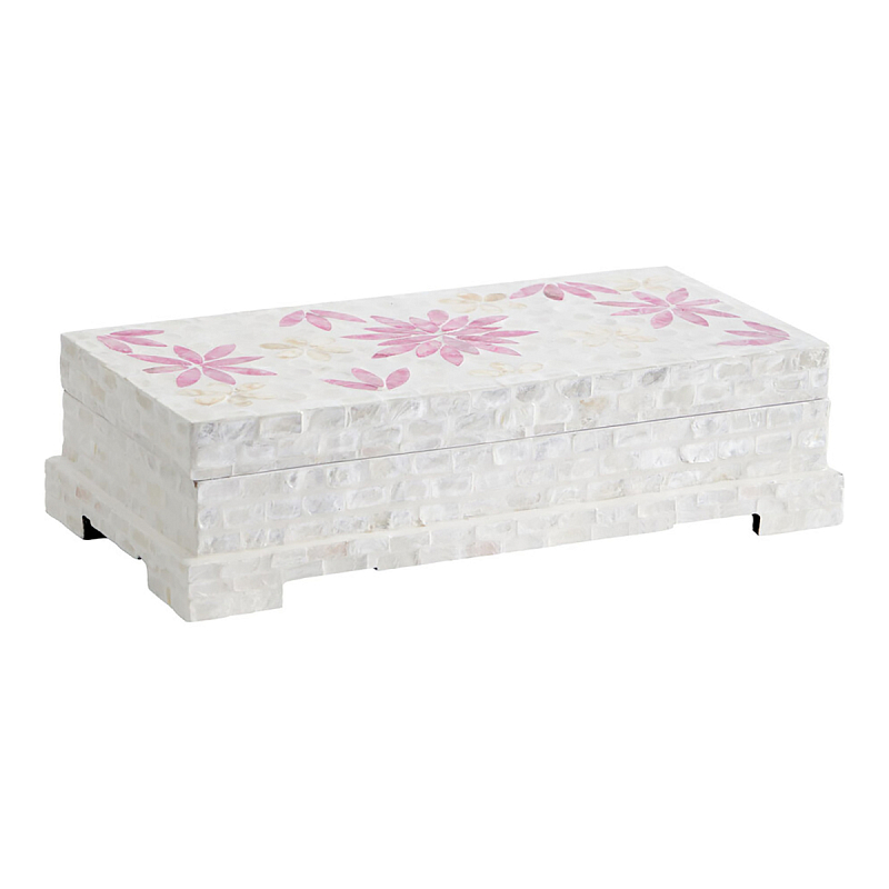 Шкатулка Oceane Bone Inlay White Белый Розовый Шкатулка Oceane Bone Inlay White Белый Розовый в Саратове | Loft Concept