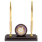 Часы настольные с двумя ручками из натурального камня Stone Clock варинант исполнения - 1 | Loft Concept в Саратове