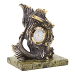 Часы настольные бронзовые в виде русалочки из натурального камня Змеевик Mermaid Stone Clock варинант исполнения - 3 | Loft Concept в Саратове
