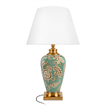 Настольная лампа бирюзовая с цветочным принтом Turquoise Flight варинант исполнения - 1 | Loft Concept в Саратове