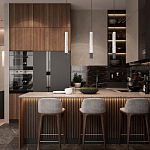 Подвесной светильник с узким цилиндрическим плафоном и черным металлическим декором Concrete Pipe варинант исполнения - 14 | Loft Concept в Саратове