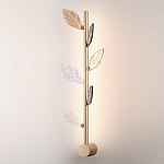 Бра с золотистой вертикальной трубкой и декоративными прозрачными листьями из стекла Sylva  варинант исполнения - 3 | Loft Concept в Саратове