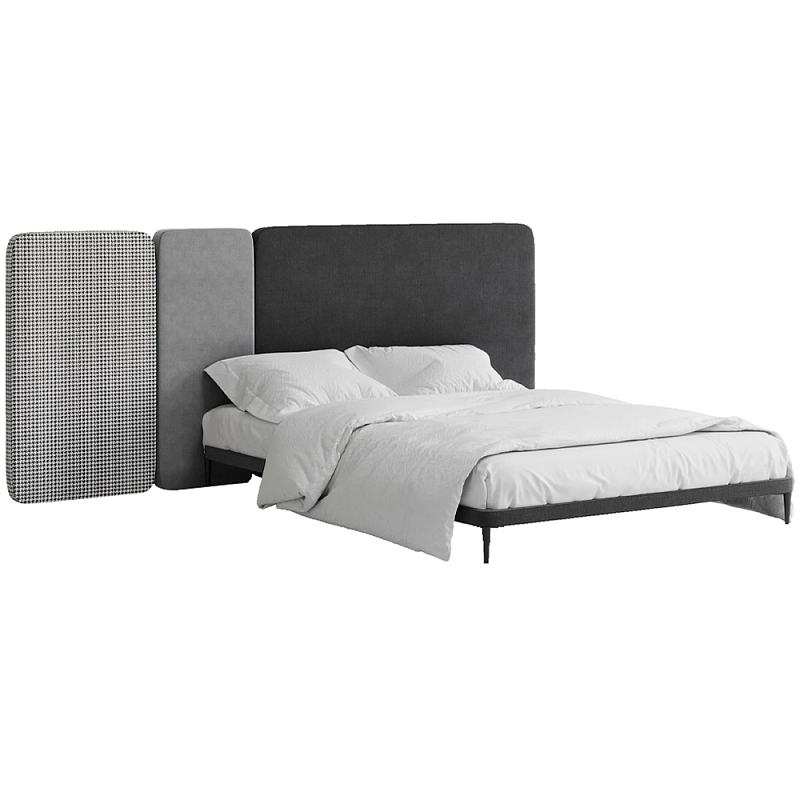 Кровать с большим мягким изголовьем Unity Dark Grey Bed Темно-серый Серый в Саратове | Loft Concept 