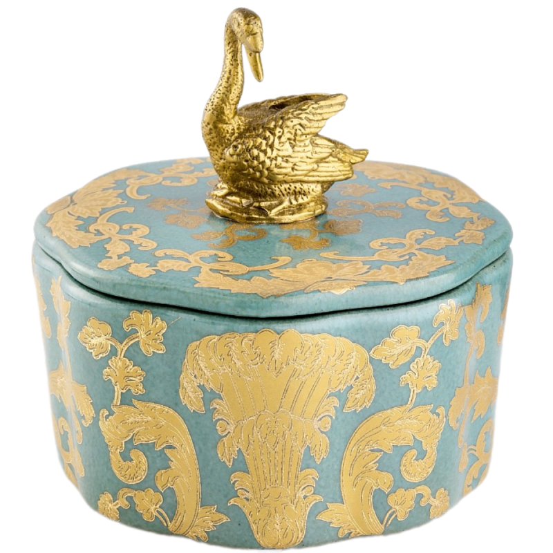 Фарфоровая шкатулка Swan Lake Бронза Голубой Фарфоровая шкатулка Swan Lake Бронза Голубой в Саратове | Loft Concept