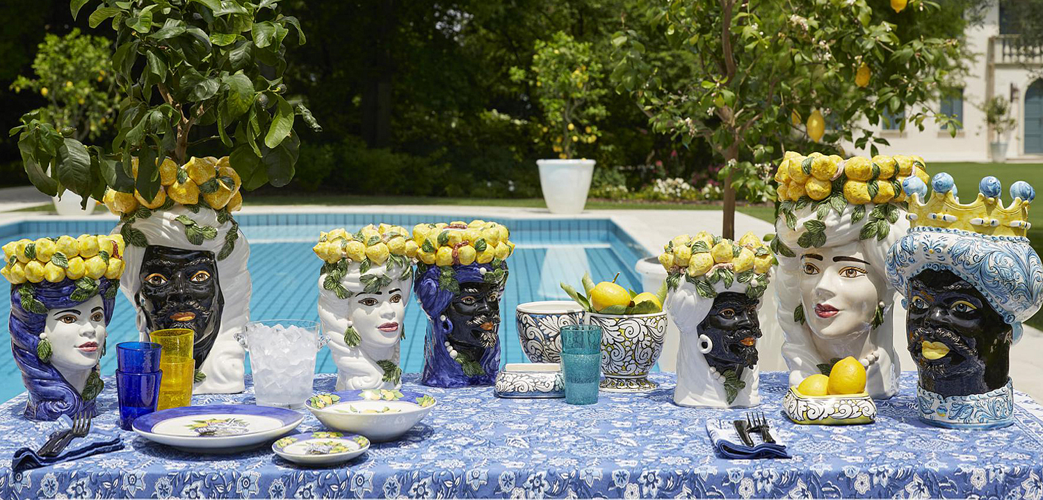 Ваза VASE MORO MAN ORNATE Blue and Yellow Ваза VASE MORO MAN ORNATE Blue and Yellow - Loft-Concept в Саратове