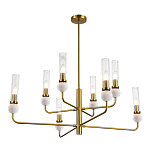 Люстра с 8-ю плафонами в форме стеклянных трубок и мраморных декоративных элементов Montreal варинант исполнения - 9 | Loft Concept в Саратове