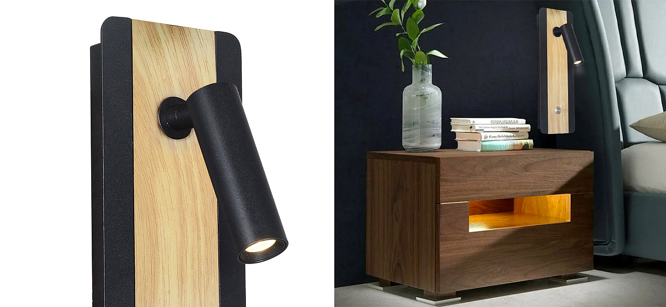 Бра с поворотным спотом GAVIN WOOD Light Бра с поворотным спотом GAVIN WOOD Light - Loft-Concept в Саратове