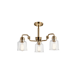 Люстра цвета латунь с 3-мя прозрачными стеклянными плафонами Kichler варинант исполнения - 3 | Loft Concept в Саратове