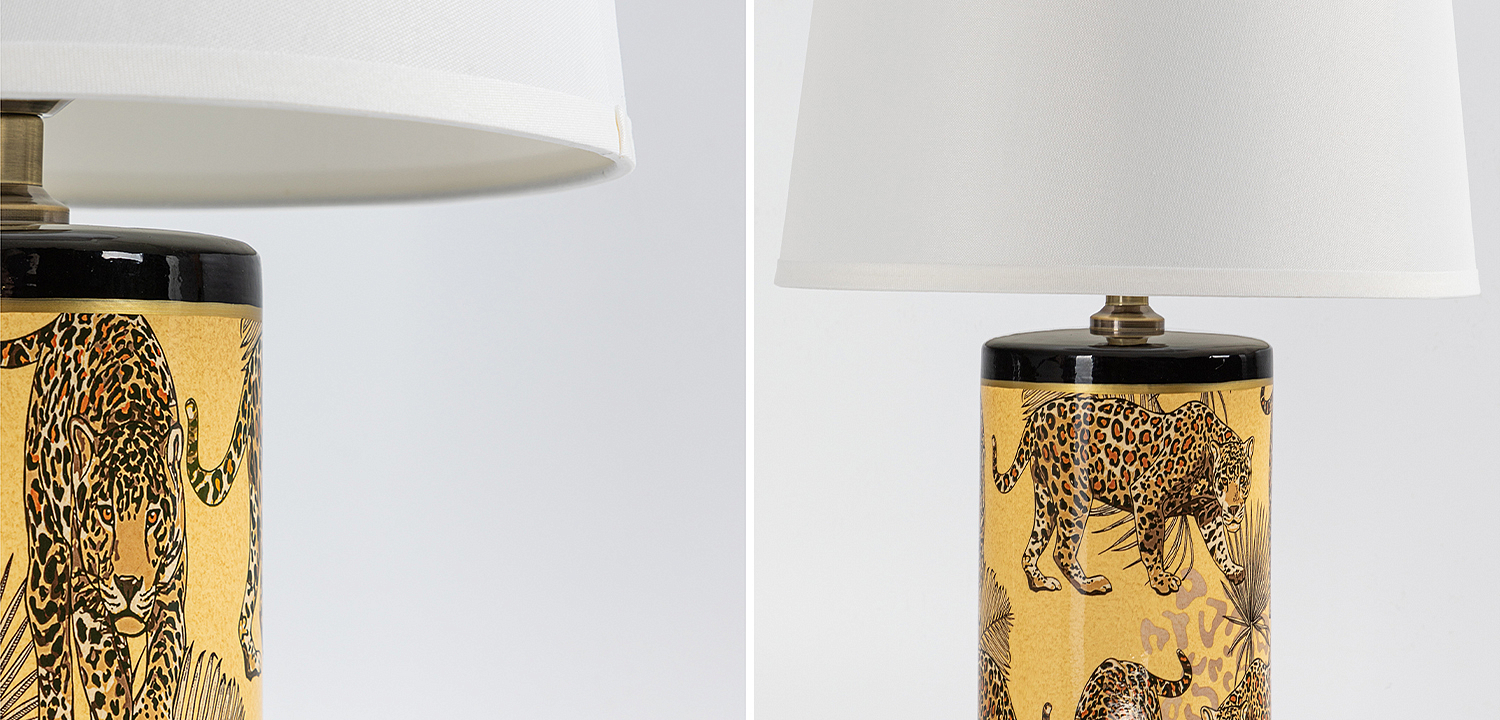Настольная лампа с абажуром Leopard Lampshade Yellow White Настольная лампа с абажуром Leopard Lampshade Yellow White - Loft-Concept в Саратове