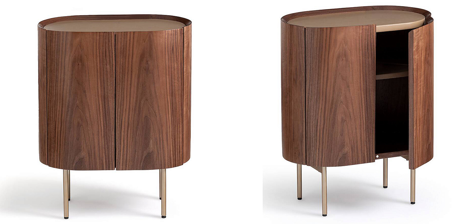 Тумба округлой формы Walnut and Leather массив ореха и столешница из натуральной кожи Тумба округлой формы Walnut and Leather массив ореха и столешница из натуральной кожи - Loft-Concept в Саратове
