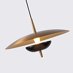 Подвесной светильник с золотым металлическим плафоном округлой формы и декоративным элементом из чёрного мрамора Midnight Grace  варинант исполнения - 2 | Loft Concept в Саратове