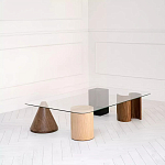 Дизайнерский журнальный стол с прозрачной столешницей и ножками в форме геометрических фигур Pytusin варинант исполнения - 1 | Loft Concept в Саратове