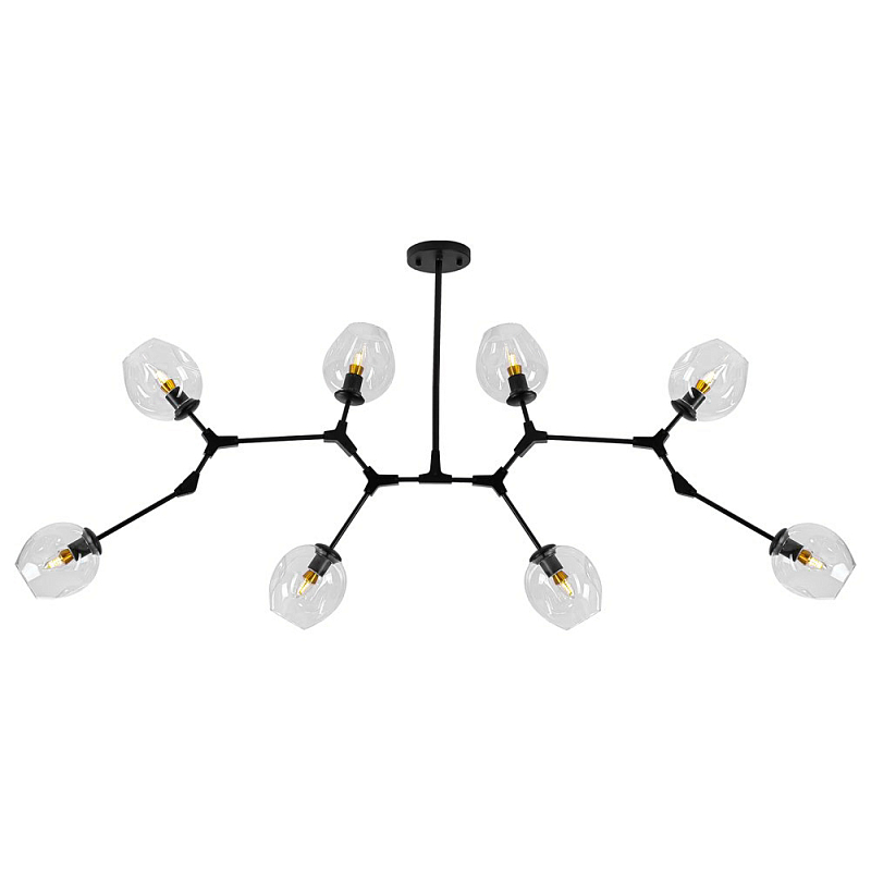 Люстра Сrumpled Glass Bubble Chandelier Black 8 плафонов Черный Прозрачное Стекло в Саратове | Loft Concept 