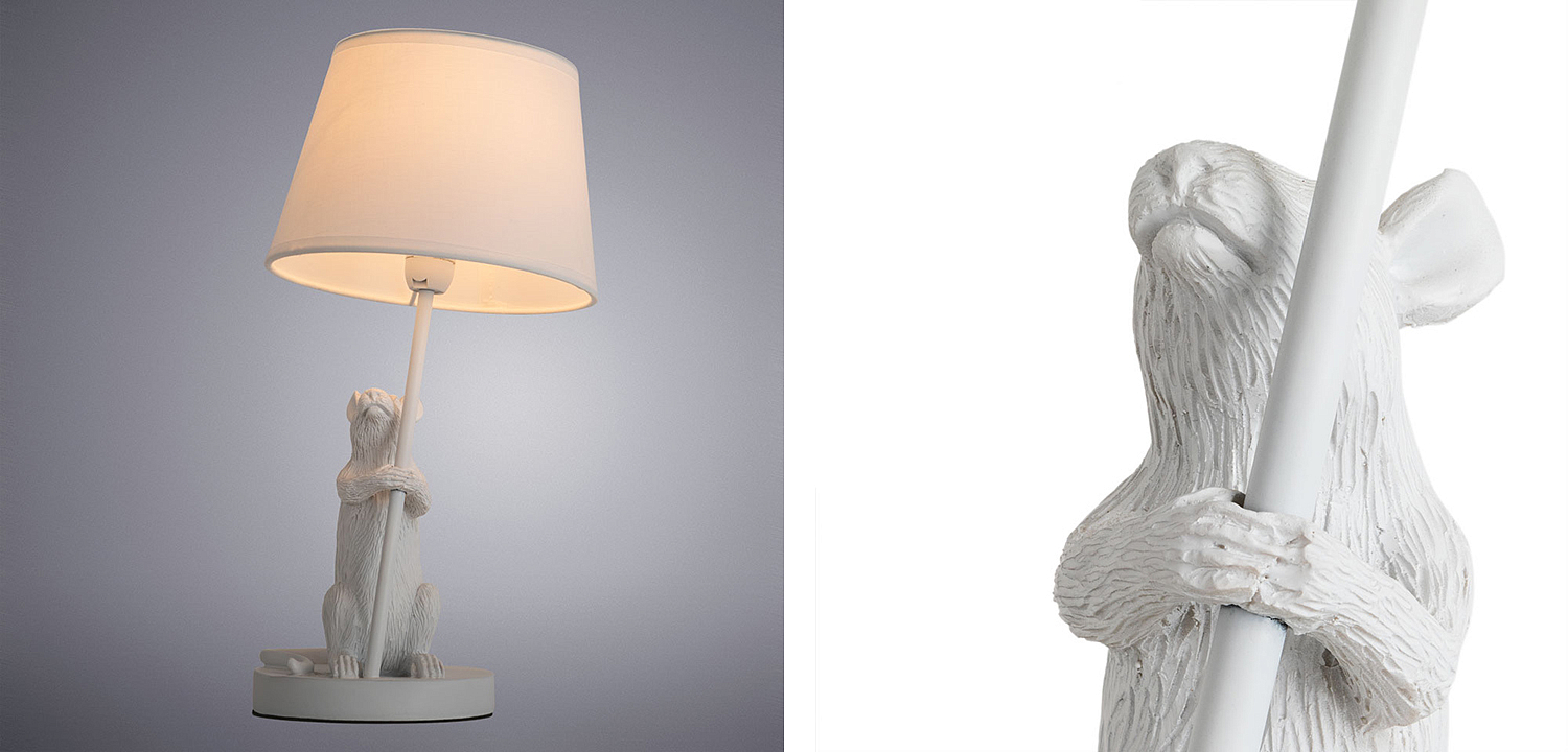 Настольная лампа White Mouse holding a lamp Настольная лампа White Mouse holding a lamp - Loft-Concept в Саратове