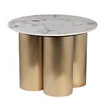 Стол журнальный круглый керамогранит белый Keramos варинант исполнения - 1 | Loft Concept в Саратове