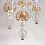 Люстра с плафонами из прозрачного и янтарного стекла в виде шаров и ромбов Gabriel Scott Luna варинант исполнения - 10 | Loft Concept в Саратове