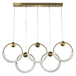 Линейная люстра с плафонами в виде пяти колец Five Rings Gilbertine Linear Chandelier варинант исполнения - 2 | Loft Concept в Саратове