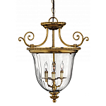 Люстра подвесная цвета латунь с прозрачным стеклянным плафоном и тремя лампами в классическом стиле на цепи Hinkley варинант исполнения - 1 | Loft Concept в Саратове