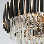 Люстра из черного металла с многоярусными подвесками из прозрачного хрусталя на золотой цепи Empire Black Chandelier Crystal варинант исполнения - 5 | Loft Concept в Саратове