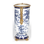 Ваза с бронзовыми ручками и синим цветочным узором Blue & White Ornament варинант исполнения - 3 | Loft Concept в Саратове