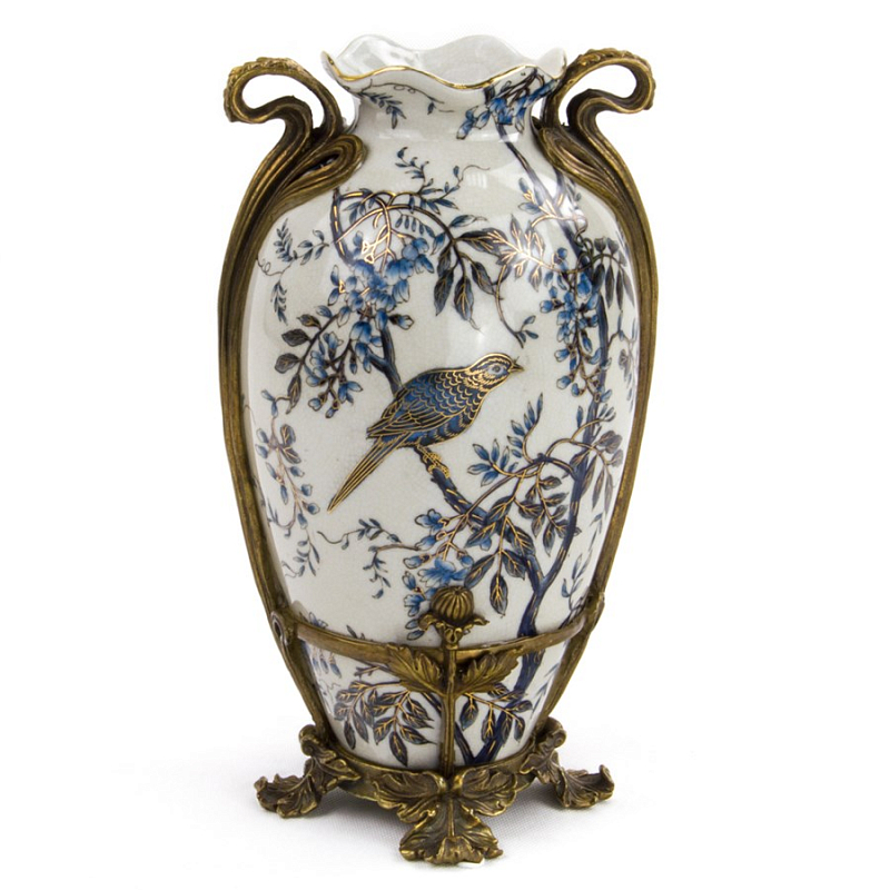 Ваза Blue and Bronze Bird Белый Бронза Синий Ваза Blue and Bronze Bird Белый Бронза Синий в Саратове | Loft Concept