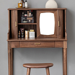 Туалетный стол деревянный с ящиком и зеркалом Moon Walnut Furniture варинант исполнения - 5 | Loft Concept в Саратове