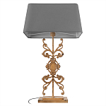 Настольная лампа на ажурном чугунном основании с серым абажуром Openwork Lamp варинант исполнения - 3 | Loft Concept в Саратове