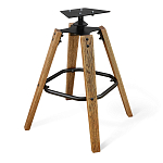 Барный стул со спинкой и металлической подставкой на 4-х деревянных ножках Бежевый Велюр Vendramin Chair варинант исполнения - 9 | Loft Concept в Саратове