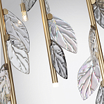 Люстра с золотистыми трубками и прозрачными стеклянными листьями на подвесах Sylva  варинант исполнения - 7 | Loft Concept в Саратове