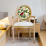 Стул с подлокотниками золотистый из бука с изображением птиц и цветов Blooming Red Birds варинант исполнения - 3 | Loft Concept в Саратове