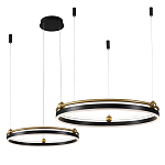 Люстра подвесная с двумя кольцами черного и золотого цвета Ring Horizontal варинант исполнения - 2 | Loft Concept в Саратове
