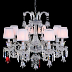 Люстра с 8-ю белыми текстильными абажурами и хрустальными подвесками Lustre Reverie варинант исполнения - 1 | Loft Concept в Саратове